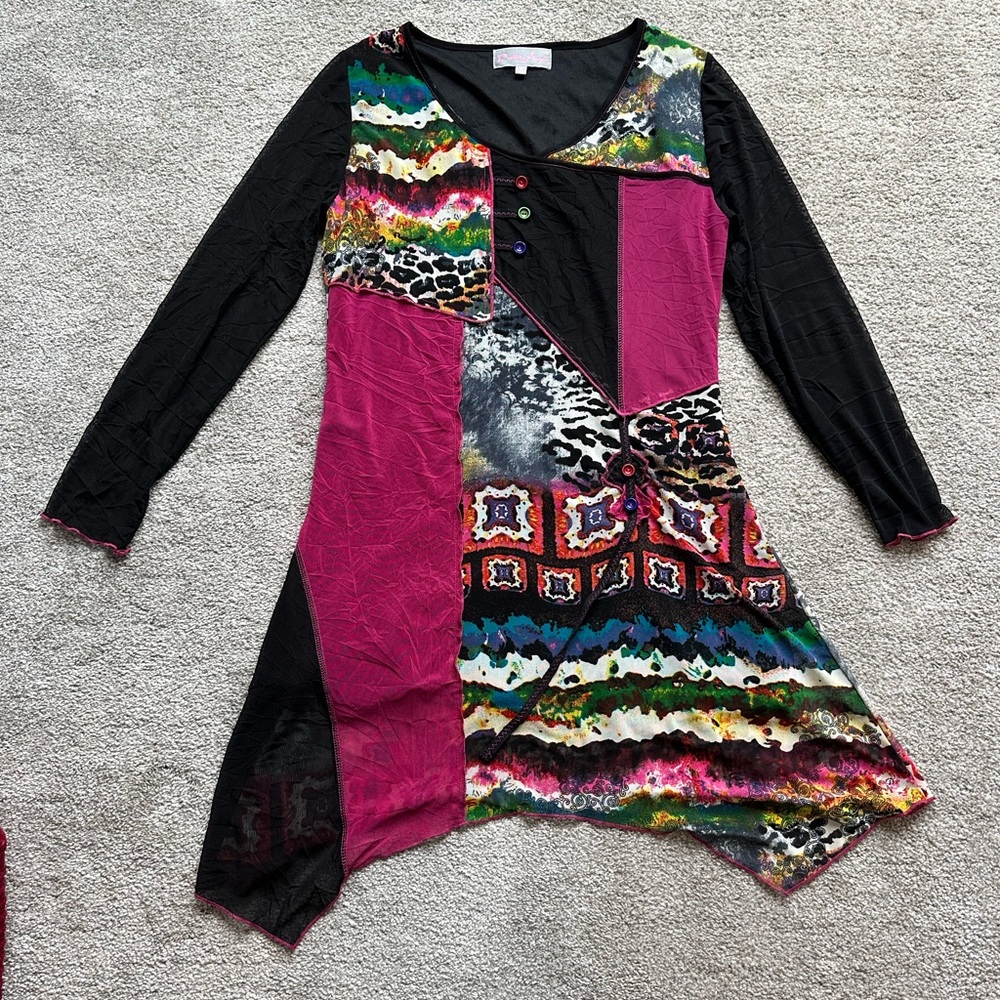 Pretty Angel Women’s Dress Silk Blend Colorful Boho Artsy